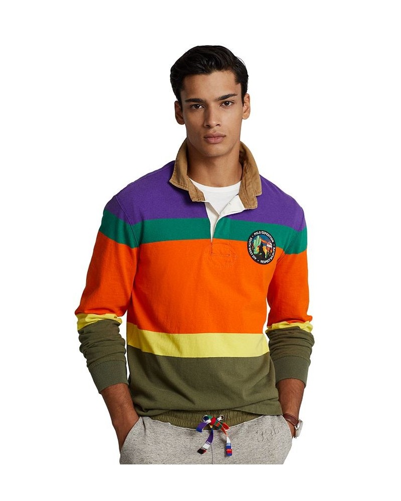 Men's Classic-Fit Striped Jersey Rugby Shirt Purple $43.67 Shirts