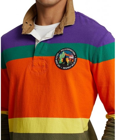 Men's Classic-Fit Striped Jersey Rugby Shirt Purple $43.67 Shirts