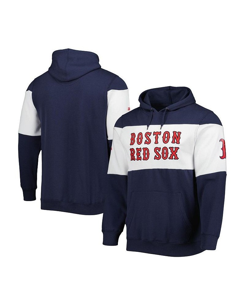 Men's Navy and White Boston Red Sox Stripe Pullover Hoodie $38.25 Sweatshirt