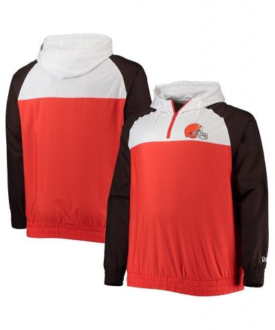 Men's Orange, Brown Cleveland Browns Big and Tall League Raglan Quarter-Zip Hoodie $41.80 Sweatshirt