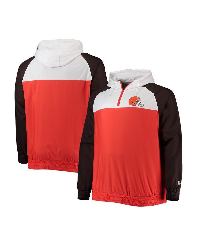 Men's Orange, Brown Cleveland Browns Big and Tall League Raglan Quarter-Zip Hoodie $41.80 Sweatshirt