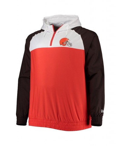 Men's Orange, Brown Cleveland Browns Big and Tall League Raglan Quarter-Zip Hoodie $41.80 Sweatshirt