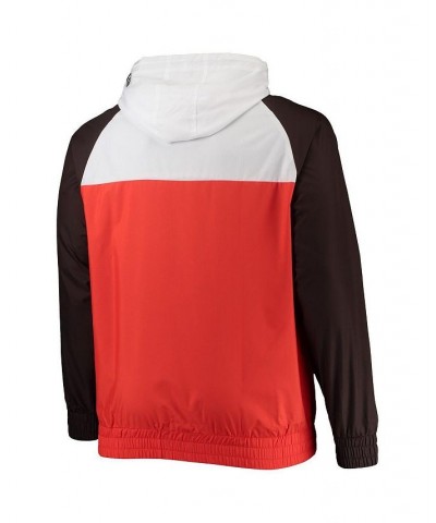 Men's Orange, Brown Cleveland Browns Big and Tall League Raglan Quarter-Zip Hoodie $41.80 Sweatshirt