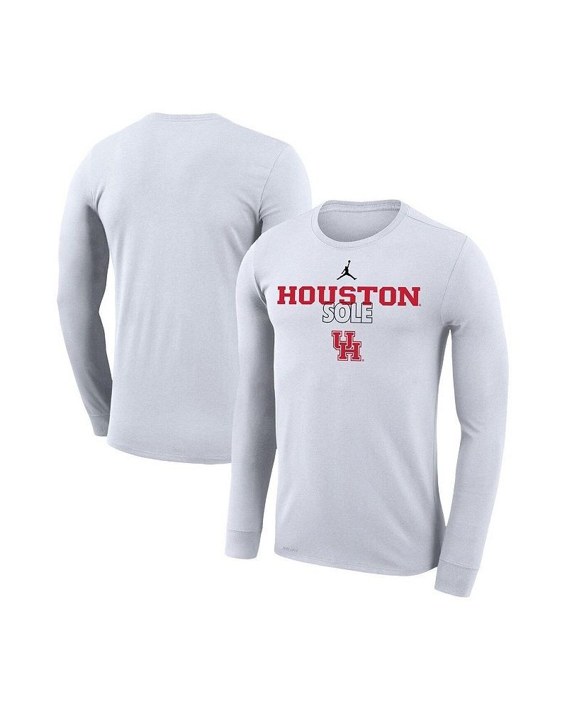 Men's Brand White Houston Cougars On Court Bench Long Sleeve T-shirt $22.50 T-Shirts