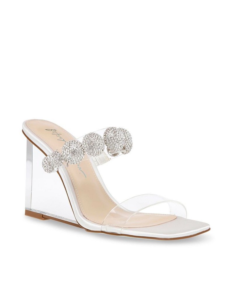 Women's Troy Lucite Wedge Evening Sandals Ivory/Cream $61.09 Shoes