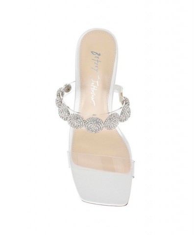 Women's Troy Lucite Wedge Evening Sandals Ivory/Cream $61.09 Shoes