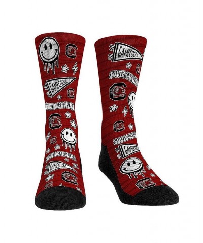 Men's and Women's Socks South Carolina Gamecocks Smiley Stickers Crew Socks $15.59 Socks