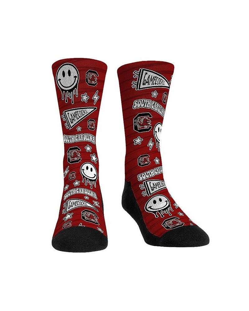 Men's and Women's Socks South Carolina Gamecocks Smiley Stickers Crew Socks $15.59 Socks