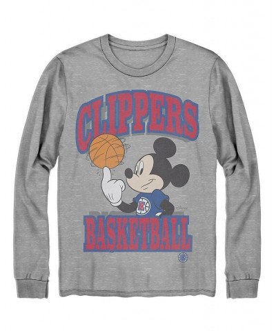 Men's Gray La Clippers Disney Mickey Team Spirit Long Sleeve T-shirt $20.39 T-Shirts