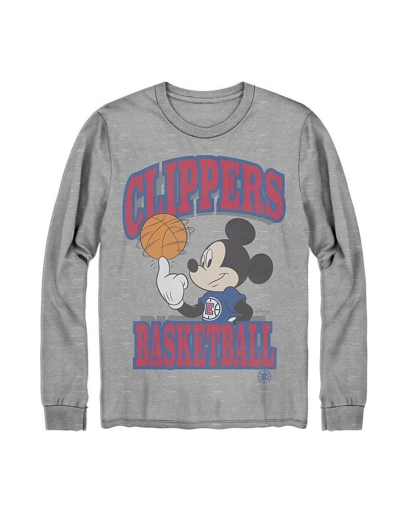 Men's Gray La Clippers Disney Mickey Team Spirit Long Sleeve T-shirt $20.39 T-Shirts