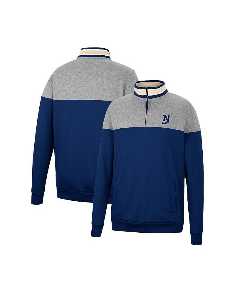 Men's Navy, Heather Gray Navy Midshipmen Be the Ball Quarter-Zip Top $33.60 Sweatshirt