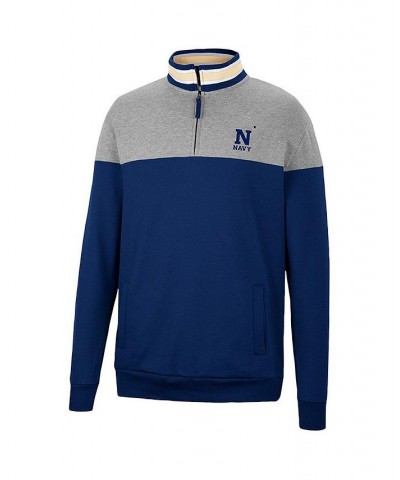 Men's Navy, Heather Gray Navy Midshipmen Be the Ball Quarter-Zip Top $33.60 Sweatshirt