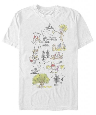 Men's Winnie Map Short Sleeve Crew T-shirt White $18.89 T-Shirts