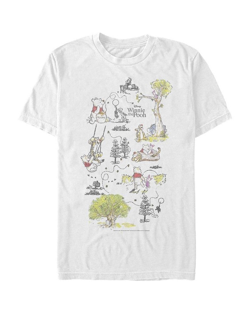 Men's Winnie Map Short Sleeve Crew T-shirt White $18.89 T-Shirts