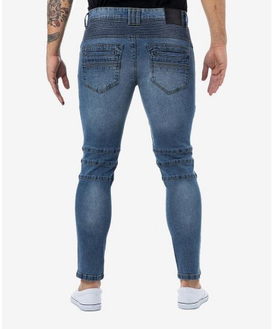 Men's Rawx Slim Fit Moto Detail Stretch Jeans Medium Blue $39.78 Jeans