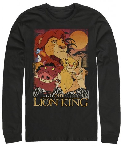 Disney Men's Lion King Happy Group Shot Sunset, Long Sleeve T-Shirt Blue $20.00 T-Shirts