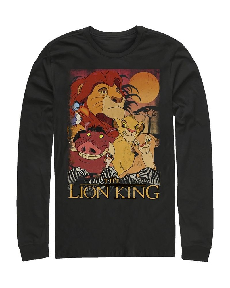 Disney Men's Lion King Happy Group Shot Sunset, Long Sleeve T-Shirt Blue $20.00 T-Shirts