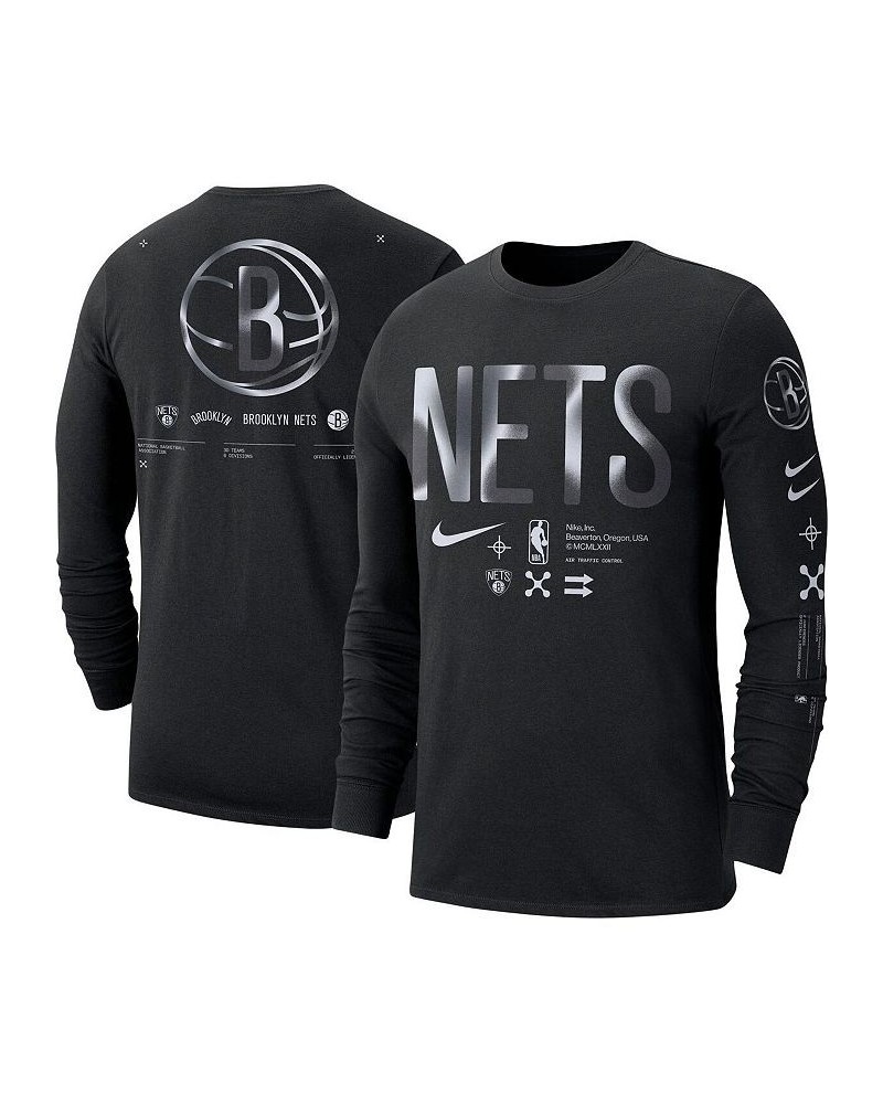 Men's Black Brooklyn Nets Essential Air Traffic Control Long Sleeve T-shirt $17.63 T-Shirts