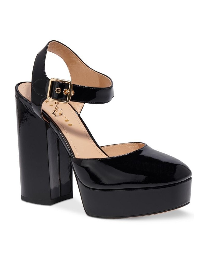 Women's Isabella Ankle-Strap Platform Block-Heel Pumps PD01 $82.25 Shoes