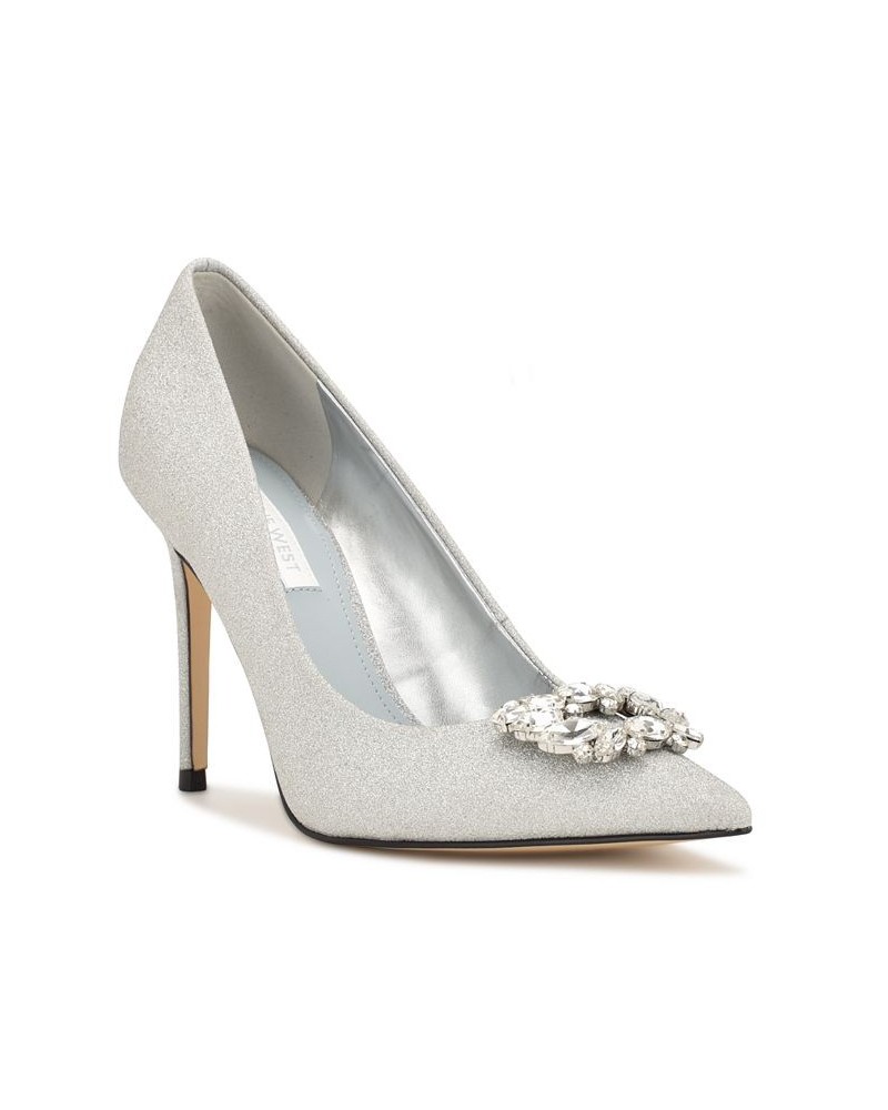 Women's Fana Bridal Pointy Toe Embellished Dress Pumps $65.33 Shoes