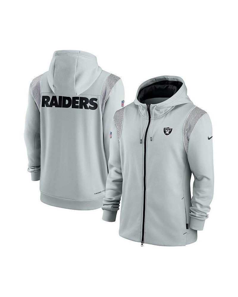 Men's Silver Las Vegas Raiders Performance Sideline Lockup Full-Zip Hoodie $39.69 Sweatshirt