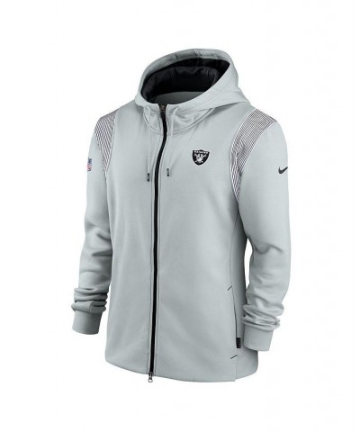 Men's Silver Las Vegas Raiders Performance Sideline Lockup Full-Zip Hoodie $39.69 Sweatshirt