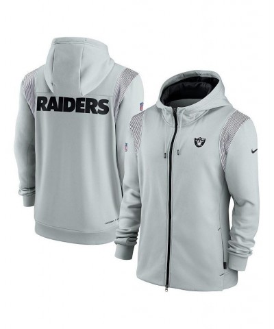 Men's Silver Las Vegas Raiders Performance Sideline Lockup Full-Zip Hoodie $39.69 Sweatshirt