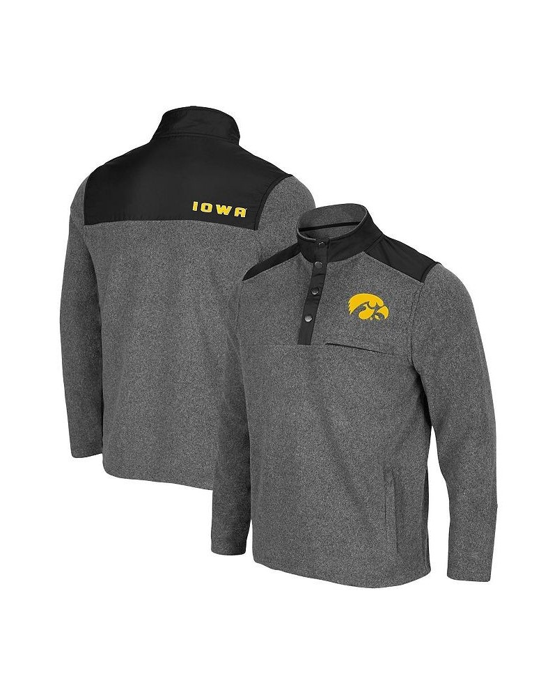 Men's Heathered Charcoal, Black Iowa Hawkeyes Huff Snap Pullover $38.24 Sweatshirt