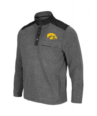 Men's Heathered Charcoal, Black Iowa Hawkeyes Huff Snap Pullover $38.24 Sweatshirt