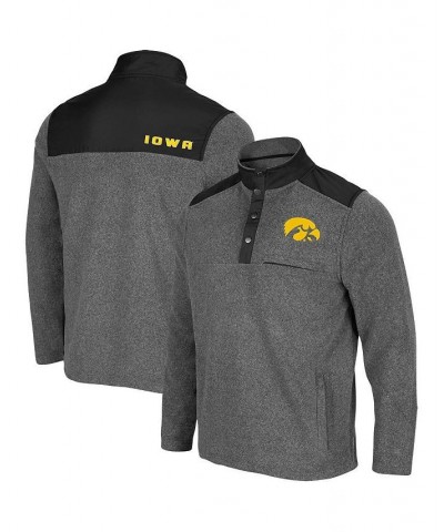 Men's Heathered Charcoal, Black Iowa Hawkeyes Huff Snap Pullover $38.24 Sweatshirt