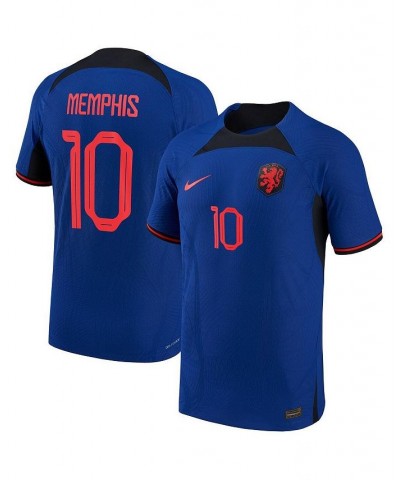 Men's Memphis Depay Blue Netherlands National Team 2022/23 Away Vapor Match Authentic Player Jersey $79.55 Jersey