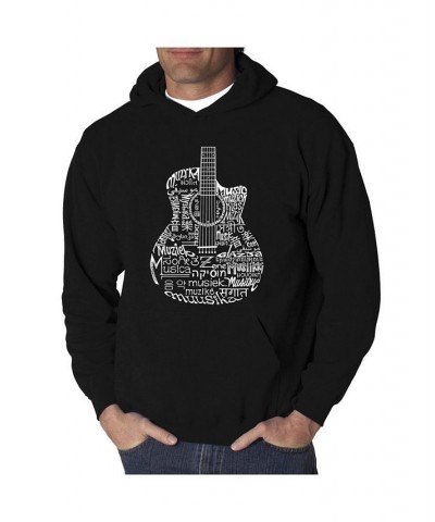 Men's Languages Guitar Word Art Hooded Sweatshirt Black $34.79 Sweatshirt