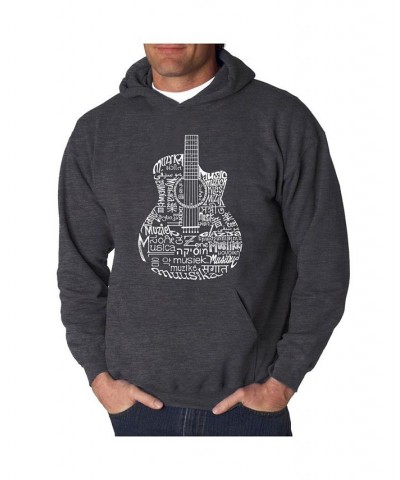 Men's Languages Guitar Word Art Hooded Sweatshirt Black $34.79 Sweatshirt