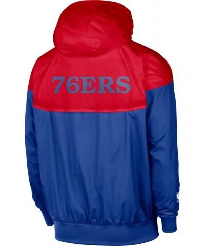 Men's Red, Royal Philadelphia 76Ers 75Th Anniversary Courtside Windrunner Raglan Hoodie Full-Zip Jacket $53.99 Jackets