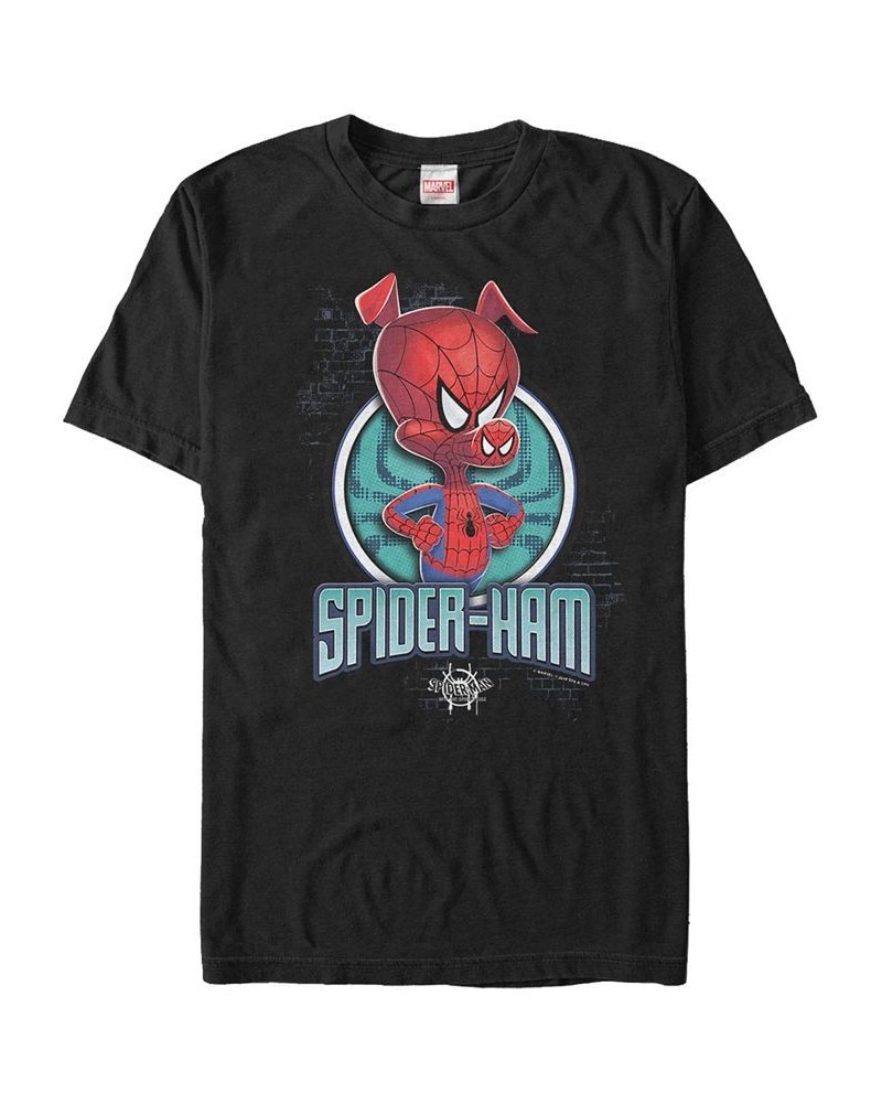 Marvel Men's Spider-Man Into The Spiderverse I Am Spider-Ham Short Sleeve T-Shirt Black $17.50 T-Shirts