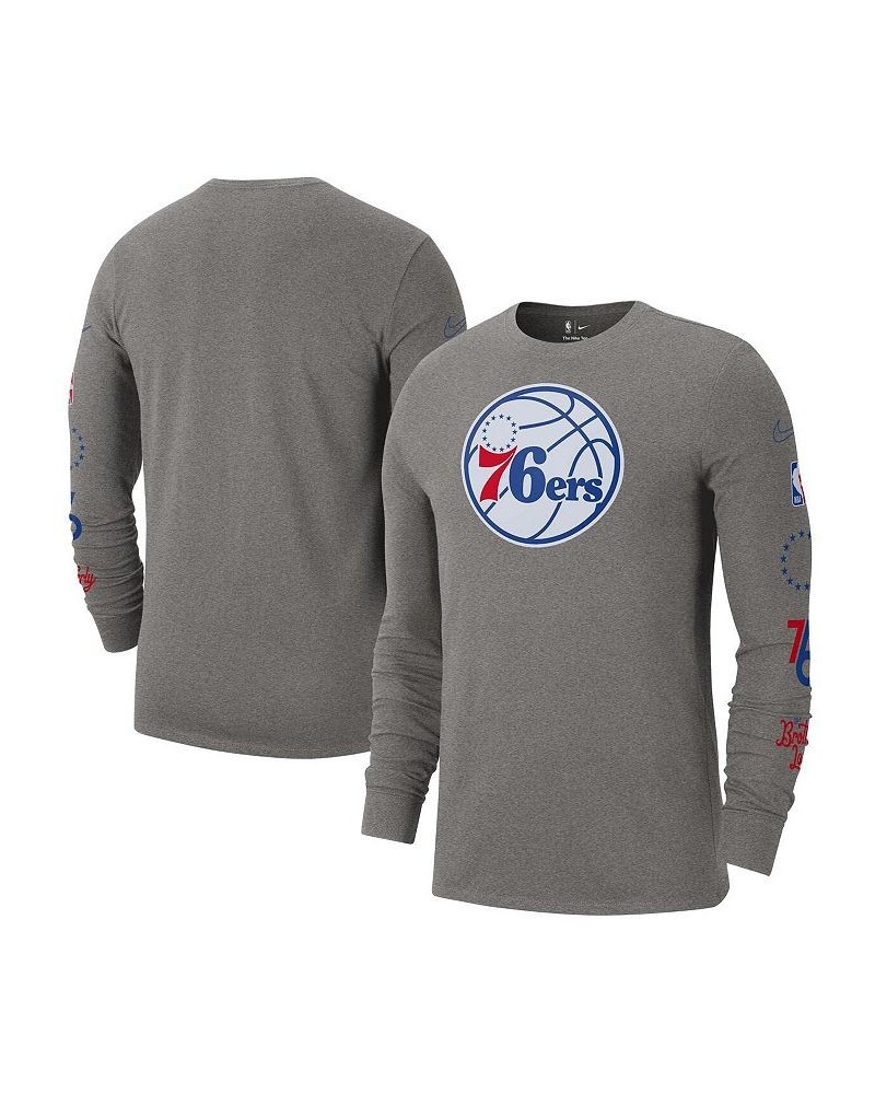 Men's Heather Charcoal Philadelphia 76ers 2022/23 City Edition Essential Expressive Long Sleeve T-shirt $22.36 T-Shirts