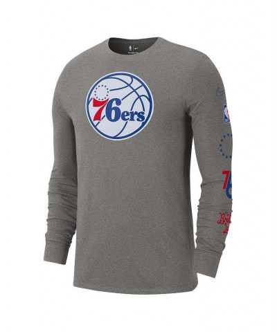 Men's Heather Charcoal Philadelphia 76ers 2022/23 City Edition Essential Expressive Long Sleeve T-shirt $22.36 T-Shirts